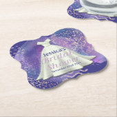 Brautparty Wedding Gown Lila & Rose Gold Glam Untersetzer (angewinkelt)