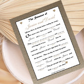 Brautparty Wedding Libs Game - Burlap