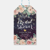 Brautparty Wedding Modern Floral Lila Sparkle Geschenkanhänger (Rückseite)