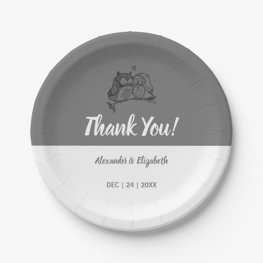 Brautparty Wedding Reception Owls Liebe Pappteller (Vorderseite)