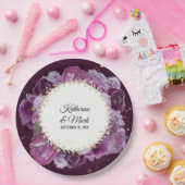 Brautparty Wedding Violet Lila Blumenreath Pappteller (Party)