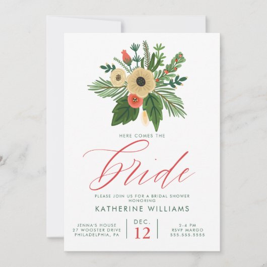 Brautparty | Weihnachtsbouquet Einladung (Vorderseite)