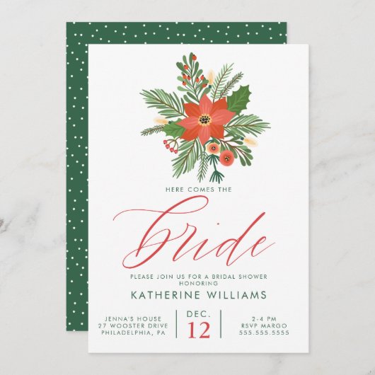 Brautparty | Weihnachtsbouquet Einladung (Vorne/Hinten)