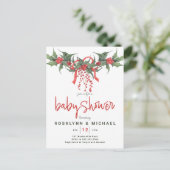 Brautparty | Weihnachtsfeiertag Holly Floral Postkarte (Stehend Vorderseite)