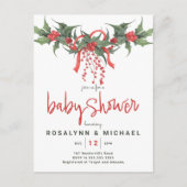 Brautparty | Weihnachtsfeiertag Holly Floral Postkarte (Vorderseite)