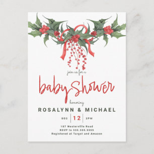 Brautparty Weihnachtsfeiertag Stechpalme Floral Postkarte
