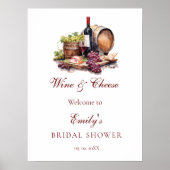 Brautparty Wein & Käse willkommen Unterschreiben Poster (Vorne)