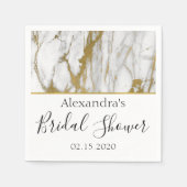 Brautparty Weiß und Gold Eleganter Marmor Serviette (Vorderseite)