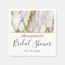 Brautparty Weiß und Gold Eleganter Marmor