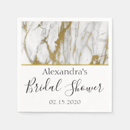 Brautparty Weiß und Gold Eleganter Marmor Serviette