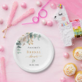 Brautparty Weiße Blume Eukalyptusgrün Pappteller (Party)