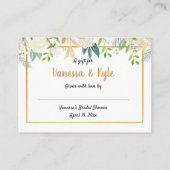 Brautparty, weiße goldfarbene Blumen Begleitkarte (Rückseite)