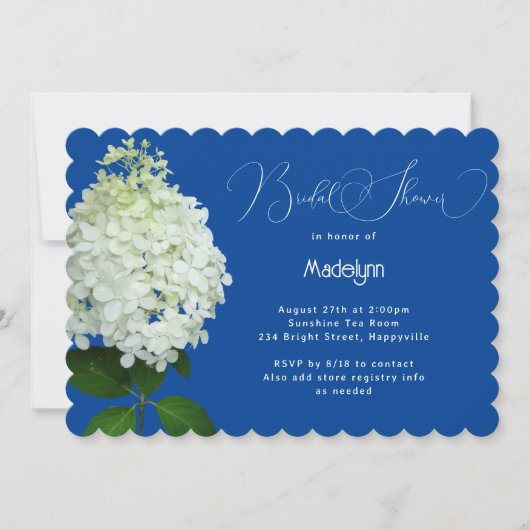 Brautparty Weiße Hydrangea Einladung (Vorderseite)