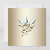 Brautparty Weiße Tulpen mit goldener Einladung (Rückseite)