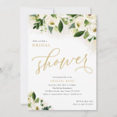 Brautparty Weiße und goldene Blume Einladung (Vorderseite)