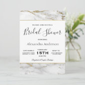 Brautparty Weißer und goldener Marmor Einladung (Stehend Vorderseite)