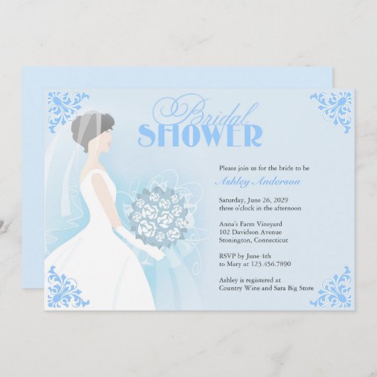 Brautparty Weißes Kleid Flat Einladung (Vorne/Hinten)