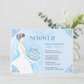 Brautparty Weißes Kleid Flat Einladung (Stehend Vorderseite)