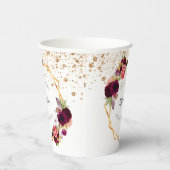 Brautparty Weißgold Bordeaux Blumengestein Glitzer Pappbecher (Rechts)