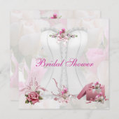 Brautparty Weißrosa Korsett Einladung (Vorne/Hinten)