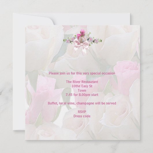 Brautparty Weißrosa Korsett Einladung (Rückseite)