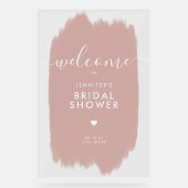 Brautparty Welcome Gold Script Dusty Pink Paint Acrylschild (Vorderseite)
