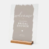 Brautparty Welcome Gold Script Paint Beige Acrylschild (Winkel)