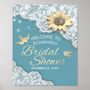 Brautparty Welcome Lace Sunflower String Lights Poster