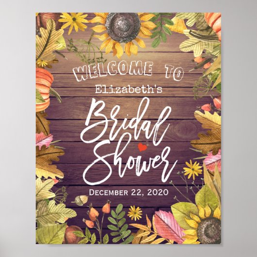 Brautparty Welcome Maple Leaf Pumpkin Sonnenblume Poster (Vorne)