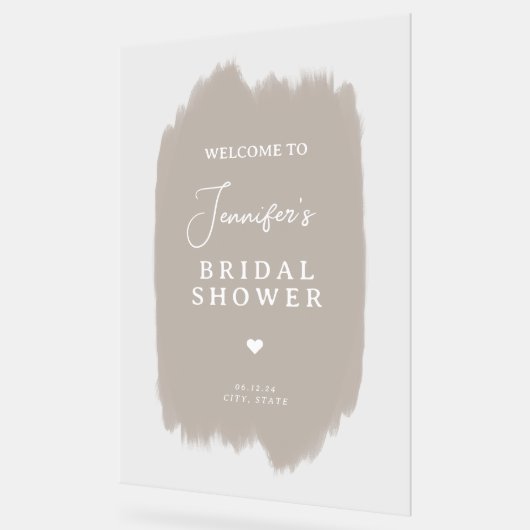 Brautparty Welcome Script Beige Paint Acrylschild (Winkel)