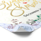 Brautparty Welcome Sign Chic Blumenschrift Gold Sc Poster (Ecke)