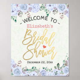 Brautparty Welcome Sign Chic Blumenschrift Gold Sc Poster