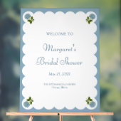 Brautparty Welcome Sign Dusty Blue Hydrangea Acrylschild (Neutral)