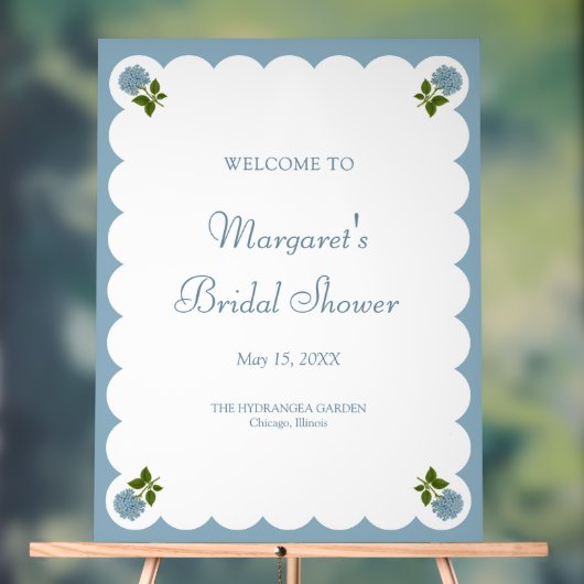 Brautparty Welcome Sign Dusty Blue Hydrangea Acrylschild (Neutral)