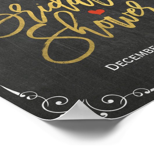 Brautparty Welcome Sign Gold Script Chalkboard Poster (Ecke)