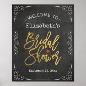 Brautparty Welcome Sign Gold Script Chalkboard Poster (Vorne)