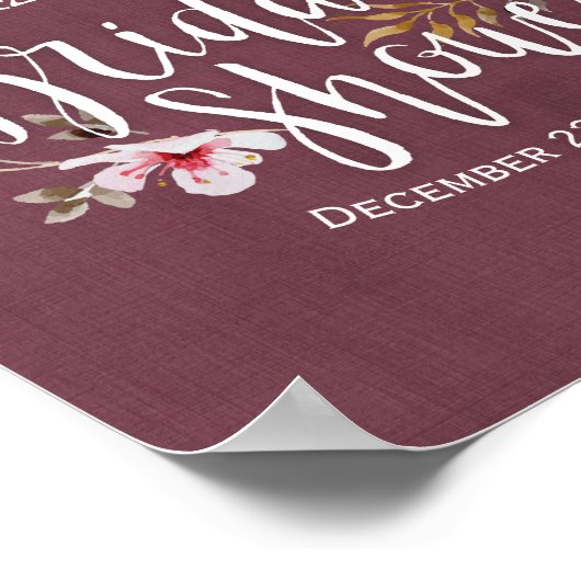 Brautparty Welcome Sign Hydrangea String Lights Poster (Ecke)