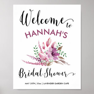 Brautparty Welcome Sign Lavendel & Lilac Floral Poster