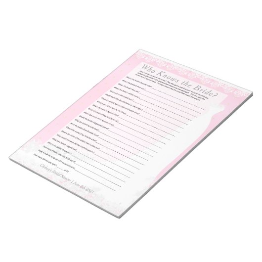 Brautparty Wer das Bride Game kennt - Rosa Notizblock (angewinkelt)