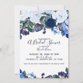Brautparty "White & Blue Winter Floral Bouquet" Einladung (Vorderseite)