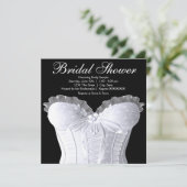 Brautparty "White Corset Damask" Einladung (Stehend Vorderseite)