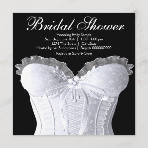 Brautparty "White Corset Damask" Einladung