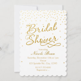 BRAUTPARTY White & Gold Confetti Dot Einladung