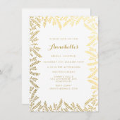 Brautparty White Gold Foil Blätter Einladung (Vorne/Hinten)