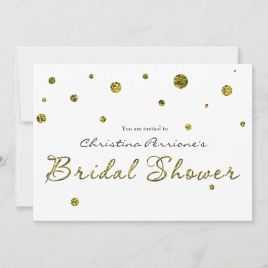 BRAUTPARTY White Gold Glitzer Modern Card Einladung (Vorderseite)