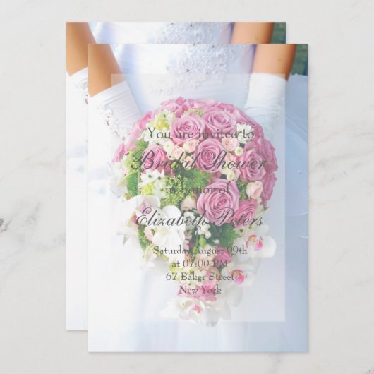 Brautparty White Lace Blume Bouquet Wedding Einladung (Vorne/Hinten)