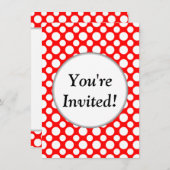 Brautparty White Polka Dots on Red Invitation Einladung (Vorne/Hinten)