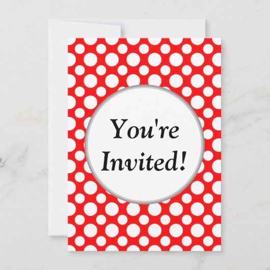 Brautparty White Polka Dots on Red Invitation Einladung (Vorderseite)