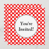 Brautparty White Polka Dots on Red Invitation Einladung (Vorne/Hinten)