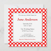 Brautparty White Polka Dots on Red Invitation Einladung (Rückseite)